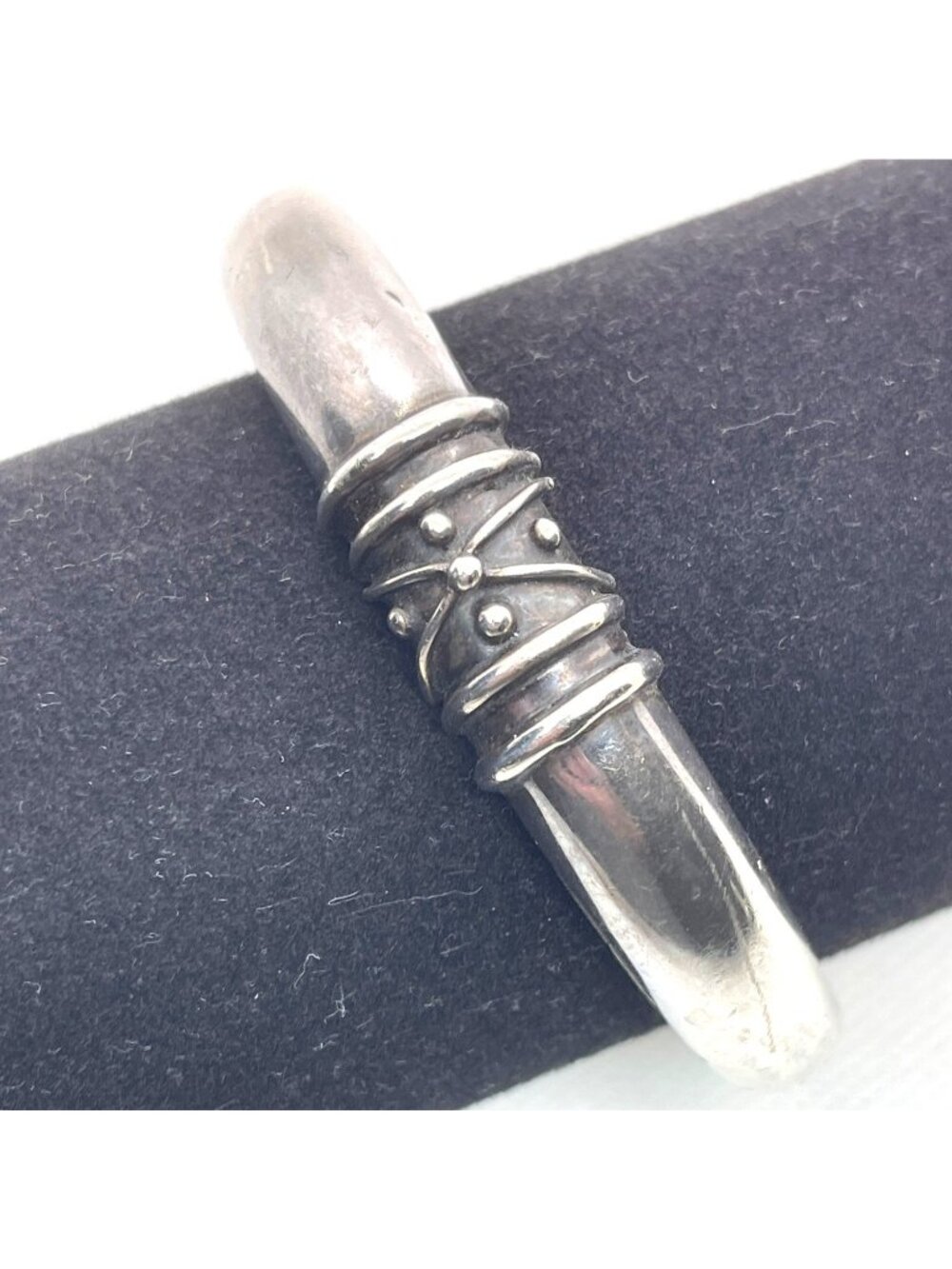 Vintage Deborah Armstrong 925 Sterling Silver Hollow Dome Cuff Bracelet Signed - Picture 3 of 16